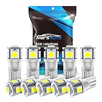 194 LED Bulb 6000K White 168 T10 2825 5SMD Replacement Bulbs for Car Dome Map Door Courtesy License Plate Lights (Pack of 10)