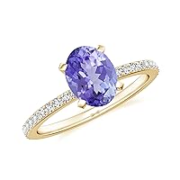 Natural Tanzanite Oval Solitaire Ring for Women Girls in Sterling Silver / 14K Solid Gold/Platinum