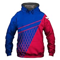 Men's Hooded 3D Print Casual Fashion Plus Size Red and Blue Patchwork Plaids Pullover Hoodies