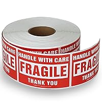 enko 2 x 3 Inch Fragile Stickers Handle with Care Warning Packing Shipping Label - Permanent Adhesive (1 Roll, 500 Labels)