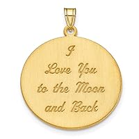 925 Sterling Silver Gold plated Brushed I LOVE YOU TO THE MOON AND BACKCustomize Personalize Engravable Charm Pendant Jewelry Gifts For Women or Men (Length 0.98