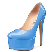 Castamere Women Stiletto High Heel Platform Round Toe 5.9 Inches Heels Pumps Slip-on Wedding Party Sexy Shoes