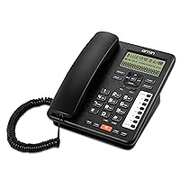 2-Line Corded Telephone Systems for Small Business and House, Desk Phone Only (Black)