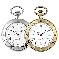 Vintage Pocket Watches for Men with Chains, Analog Pocketwatch for Women Roman No. Gifts for Dad/Grandpa Gifts for Him for Birthday