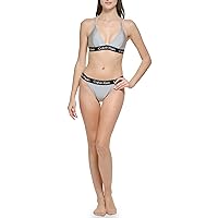 Calvin Klein womens Triangle Bra Top Removable Soft Cups Mid-rise Bottom 2 Piece SetBikini Bottoms