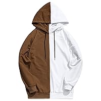 Men's Colorblock Hoodies Hooded Sweatshrit with Pocket Lightweight Athletic Tops Long Sleeve Pullover Hoodie for Gym