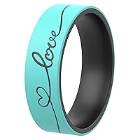 ThunderFit Silicone Wedding Rings for Women, Laser Printed Design Feminine/Shapes Band Collection