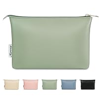 Narwey Small Makeup Bag for Purse Vegan Leather Travel Makeup Pouch Cosmetic Bag Zipper Pouch Bags for Women (Mint Green)