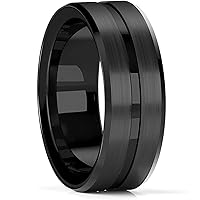 Fashion 8mm Men's Black Tungsten Wedding Band Rings Black Groove Beveled Edge Engagement Ring Men'S Valentine Gift Convenient and clever