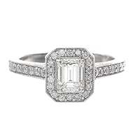 1.48ct GIA Certified Emerald & Round Cut Diamond Halo Engagement Ring in Platinum
