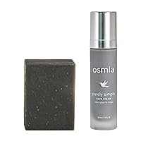 Osmia - Black Clay Facial Soap Bar + Purely Simple Face Cream BUNDLE | Clean Beauty For Healthy Skin