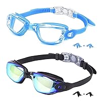 Kids Swim Goggles,2 Pack Anti-Fog Leak Proof Kids Swimming Goggles,Anti-UV Clear Vision Glasses for Children Age 3-14