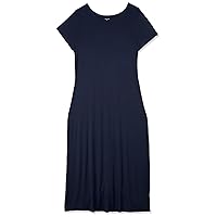 Amazon Essentials Women's Short-Sleeve Maxi Dress, Navy, X-Large