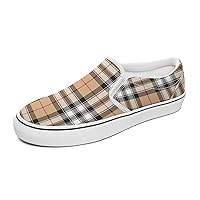 Pride of Scotland Gold Tartan Fabric Texture Women's and Man's Slip on Canvas Non Slip Shoes for Women Skate Sneakers (Slip-On)