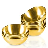 12 Pack 3.5inch Stainless Steel Sauce Dishes Mini Individual Saucers Bowl Round Seasoning Dishes Sushi Dipping Bowl Appetizer Plates, Golden