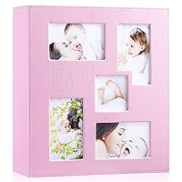 Ywlake Baby Photo Album 4x6 1000 Pocket Pictures, Leather Large Capacity Newborn Shower Girl Bebe Album Holds 1000 Horizontal Vertical Photos Pink