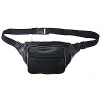 Top Product Leather Black Fanny Pack Kids Waist Belt Bag Purse Hip Pouch Travel AG Wallets