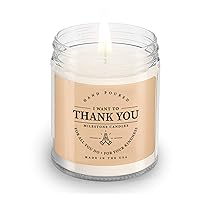 Thank You Clear Jar Candle 7.5 oz Glass, Made in The USA, Soy Blend, Cotton Wick