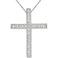 14K White Gold Large Scroll .25 ctw Diamond Cross Pendant (chain NOT included)
