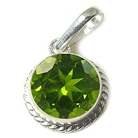CHOOSE YOUR COLOR 9 Carat Round Shape Natural Peridot Gemstone Sterling Silver Pendant Locket