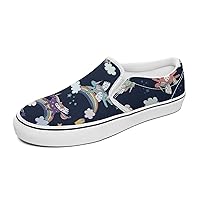 Unicorn and Rainbow Women's and Man's Slip on Canvas Non Slip Shoes for Women Skate Sneakers (Slip-On)