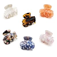 6pcs Acetate small hair clips for women- 1.4 inches Non slip super cute hair claw clip for various hair type - Trendy pearls' like Hair clip in 6 assorted colors.
