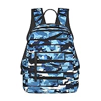 Blue Camouflage Print Simple And Lightweight Leisure Backpack, Men'S And Women'S Fashionable Travel Backpack