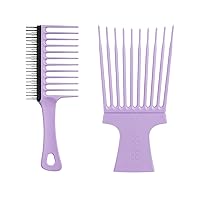 Tangle Teezer | The Hair Pick and The Wide Tooth Comb Bundle | Adds Lift, Volume, Preserves Curl, Reduces Frizz | Double Sided Wide Tooth Detangling Comb for 3c to 4c Hair | Lilac
