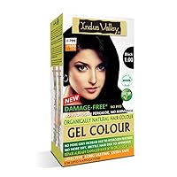 Indus Valley Natural Organic Damage Free Gel Hair Color | Ammonia Free, Vegan & Cruelty Free | Up to 100% Gray Coverage, Long Lasting Results |Black 1.0 (20gram+200ml)