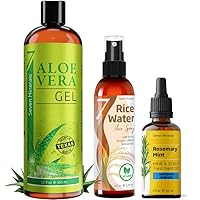 Seven Minerals Fermented Rice Water, Organic Aloe Vera Gel, & Rosemary Mint Hair Oil with Biotin & Keratin