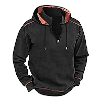 Men's Sweatshirts Hoodies Hooded Sport Quarter Zip Cargo Pullover Casual Outdoor Winter Tops with Multiple Pocket