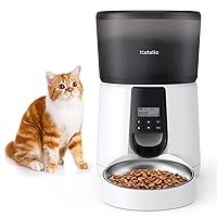 Upgraded Automatic Cat Feeder, KATALIC Clog-free 4L Cat Food Dispenser Sliding Lock Lid Storage Timed Feeder for Cat and Dogs with Voice Recorder, Programmable Meal & Portion