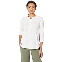 Vince Camuto Womens Mixed Media Henley Blouse