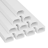 D-Line 32.8ft Cable Raceway, Self Adhesive Cord Cover, Hide and Protect Surface Wires, Paintable - 10x 1in (W) x 0.63in (H) x 39in Lengths - White