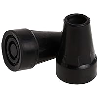 Crutch Tip Replacement, 1 pair, Black, Large
