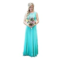Women's Long Lace Bridesmaid Dresses for Wedding Party Gowns