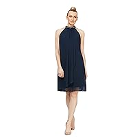 S.L. Fashions Women's Jewel Halter Sheath Dress (Petite and Regular)
