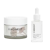 Honest Beauty Hydrating Skincare Bundle | Full Size Hydrogel Cream + Stay Hydrated Hyaluronic Acid Serum | Vegan + Cruelty Free | 1.7 fl oz, 1 fl oz