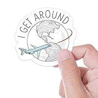 I Get Around Travel Sticker for Hydroflask, Jet Set Airplane Decal for Pilots, Travelers | World Travel Souvenir, Wanderlust Adventure Bumper Sticker