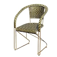 All-Weather Wicker Chair, Wicker Stacking Chair,Metal Frame,Patio Balcony Furniture Dining Seats,Outdoor Dining Chair for Outside Patio Tables,Green