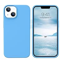 GUAGUA Compatible with iPhone 13 Case 6.1 Inch Liquid Silicone Soft Gel Rubber Slim Thin Microfiber Lining Cushion Texture Cover Shockproof Protective Phone Case for iPhone 13, Blue