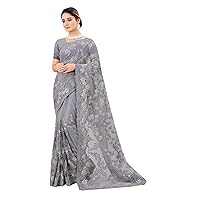 Heavy Resham Coding Embroidered Indian Women Wear Net Saree Blouse Wedding Hit Designer Sari 1124