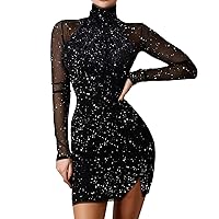 Sparkly Dress Beach Dresses Sexy Sheer Mesh Sparkly Bodycon Dress Tight Fitted Mini Night Club Dresses