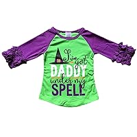 Little Girls Halloween Daddy Under Spell Raglan Top T-Shirt Tee Kids Clothing