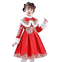 Embroidery Tang Suit Children Fairy Hanfu Dresses for Chinese New Year Kids Girl Dress Quilted Lined Warm
