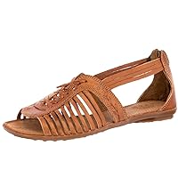 Womens 222 Light Brown Leather Mexican Huarache Sandals Zipper Open Toe