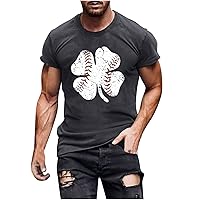 Men's Clover Print T-Shirts St Patricks Day Costume Irish Green Day Tee Tops Stylish Muscle Fit Short Sleeve Shirt