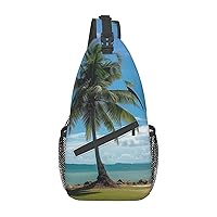 Beach coconut tree Sling Bag For Women and Men Crossbody Bag Small Chest Bag Travel Backpack Casual Daypack