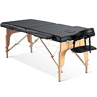 Portable Massage Table Professional Massage Bed Wide 35 Height Adjustment Lash Bed SPA Bed Facial Bed Tattoo Table with Accessories & Carrying Bag 2 Section Wooden