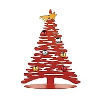 Alessi Bark for Christmas BM06/30 R - Design Tree Shaped Christmas Decoration, Stainless Steel, Red